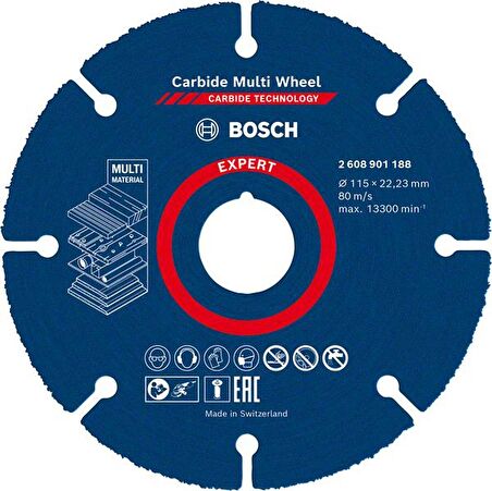 Bosch Expert Carbide Multi Wheel 115 mm, 22,23 mm Kesici Disk - 2608901188