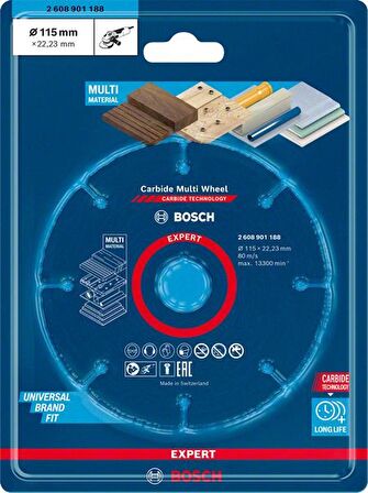 Bosch Expert Carbide Multi Wheel 115 mm, 22,23 mm Kesici Disk - 2608901188