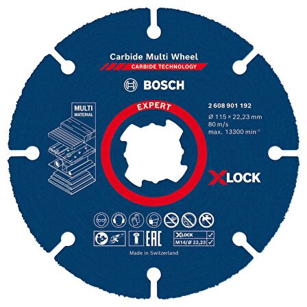 Bosch EXPERT Carbide Multi Wheel X-LOCK Kesici Disk 115 mm 22,23 mm - 2608901192