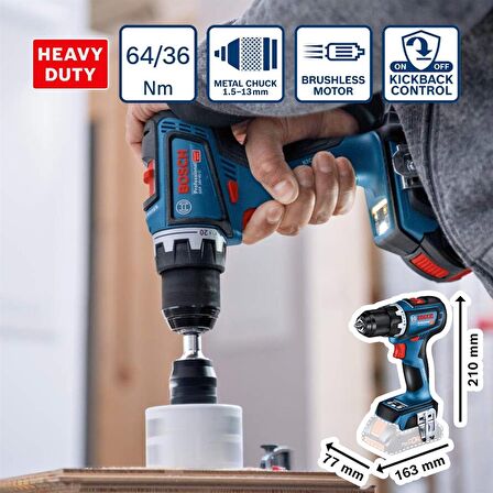 Bosch GSR 18V-90 C 2 Ah Çift Akülü Vidalama Makinesi