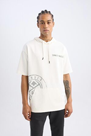 DeFactoFit NBA Denver Nuggets Oversize Geniş Kalıp Kapüşonlu Sırt Baskılı Kısa Kollu Tişört C9250AX24AUER105