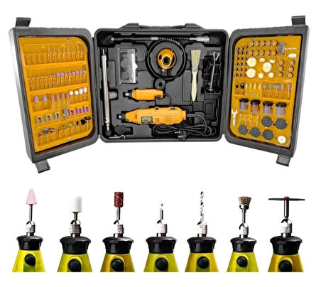 Pro Seri 405 Parça Çift Makinalı Çok Fonksiyonlu Gravür Oyma Dremel Taşlama Zımpara Kesme Set