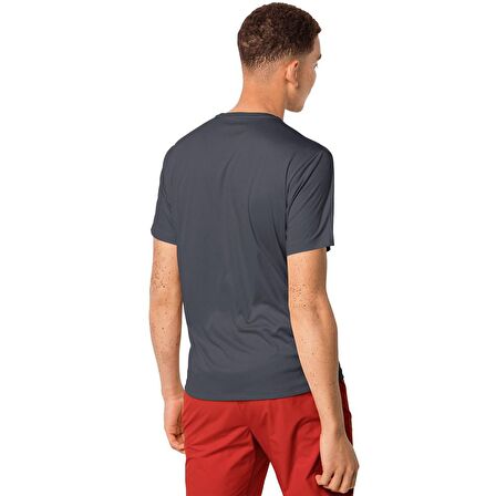 Jack Wolfskin Bisiklet Yaka Kısa Kollu Baskılı Gri Erkek T-Shirt