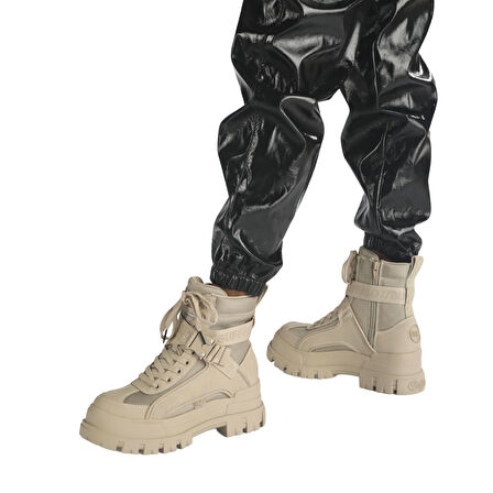 Kadın Oxford ( Klasik) 1622065 Buffalo ASPHA COM1 - VEGAN NUBUCK/NYLON - Beige