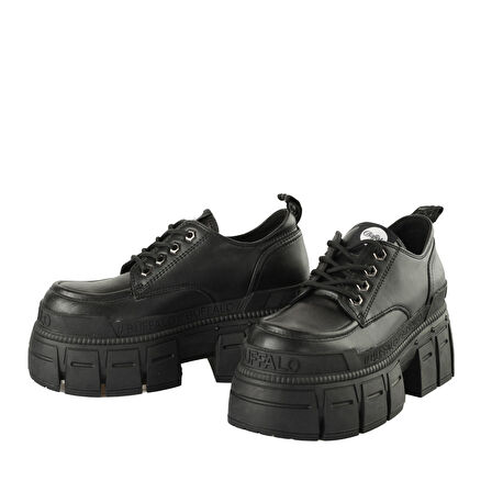 Kadın Oxford ( Klasik) 1622349 Buffalo GOSPHER LACE UP CS - VEGAN NAPPA - Black