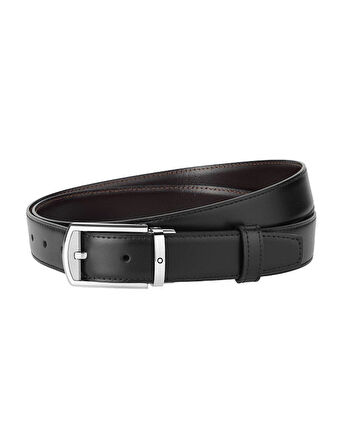 Montblanc Siyah\Kahverengi 30 mm Çift Taraflı Deri Kemer 126020
