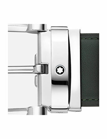 Montblanc At Nalı Tokalı Yeşil-Ten Rengi 35 mm Çift Taraflı Deri Kemer 129440