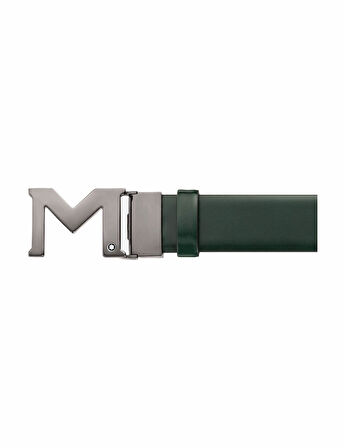 Montblanc M Tokalı Yeşil-Kahverengi 35 mm Çift Taraflı Deri Kemer 129444