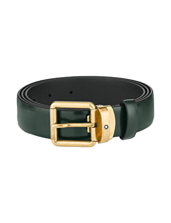 Montblanc Fırçalanmış Yeşil 30 mm Deri Kemer 129454