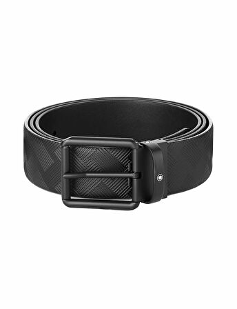 Montblanc Baskılı SiyahDüz Siyah 35 mm Çift Taraflı Deri Kemer 131183