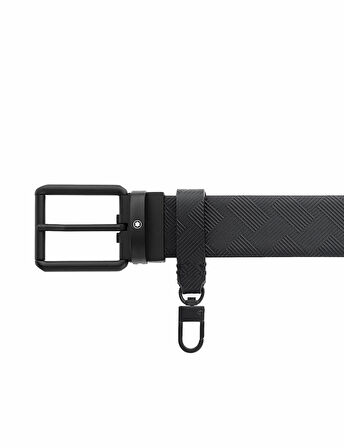Montblanc Baskılı SiyahDüz Siyah 35 mm Çift Taraflı Deri Kemer 131183