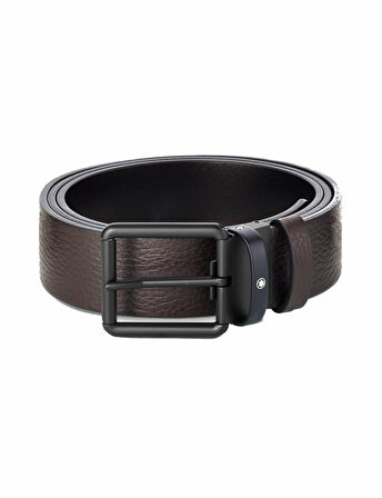 Montblanc KahverengiSiyah 35 mm Çift Taraflı Deri Kemer 131187