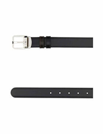 Montblanc Çift Taraflı 35 mm SiyahKoyu Kahverengi Pim Tokalı Deri Kemer 132873