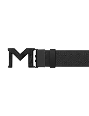 Montblanc M Buckle Extreme 3.0 SiyahDüz Siyah 35 mm Çift Yönlü Deri Kemer 198646