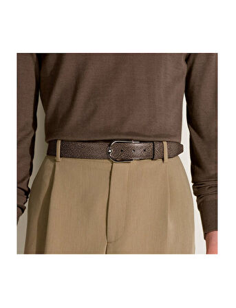 Montblanc Çift Taraflı Çakıl  Koyu Kahverengi Deri Kemer (Tokasız) 199117