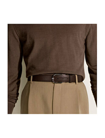 Montblanc Çift Taraflı Çakıl  Koyu Kahverengi Deri Kemer (Tokasız) 199117