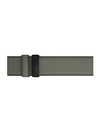 Montblanc Gri ve Siyah 35 mm Çift Taraflı Deri Kemer Kayışı 199673