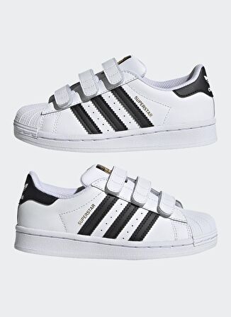 adidas Beyaz - Siyah Erkek Çocuk Yürüyüş Ayakkabısı EF4838 SUPERSTAR CF C