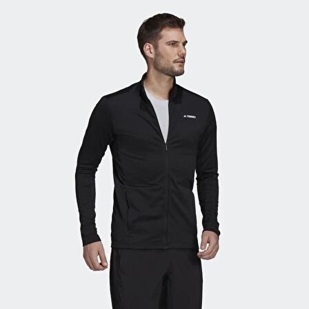 adidas Düz Siyah Erkek Polar Sweatshırt GI7306 EveryHike FZ Fl