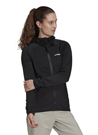 adidas Düz Siyah Kadın Polar Sweatshırt GI7168 W Tec L HdFZ Fl
