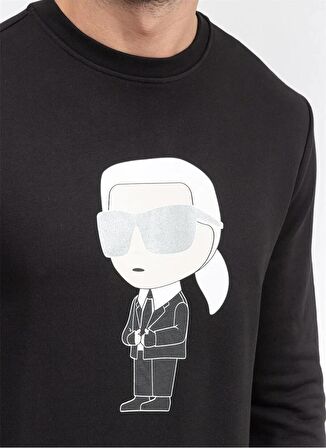 KARL LAGERFELD Bisiklet Yaka Siyah Erkek Sweatshırt 705071500951