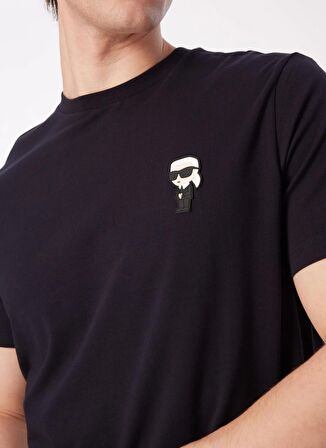 KARL LAGERFELD Bisiklet Yaka Lacivert Erkek T-Shirt 755027500221