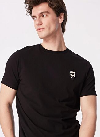 KARL LAGERFELD Bisiklet Yaka Siyah Erkek T-Shirt 755027500221
