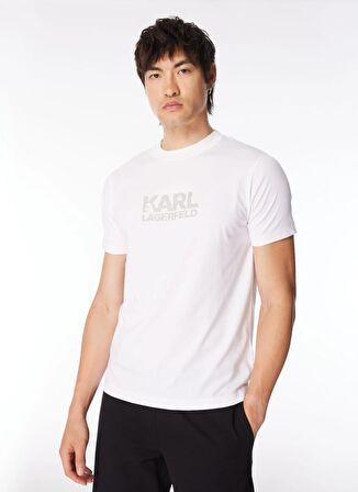 KARL LAGERFELD Bisiklet Yaka Beyaz Erkek T-Shirt 755060542241