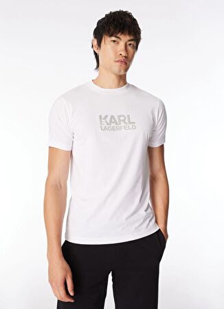 KARL LAGERFELD Bisiklet Yaka Beyaz Erkek T-Shirt 755060542241