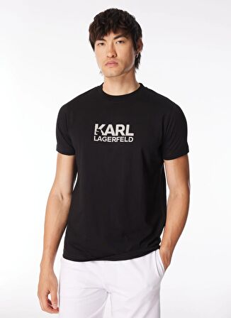 KARL LAGERFELD Bisiklet Yaka Siyah Erkek T-Shirt 755060542241
