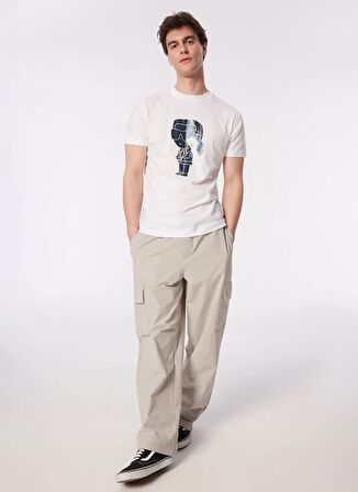 KARL LAGERFELD Bisiklet Yaka Beyaz Erkek T-Shirt 755424542241