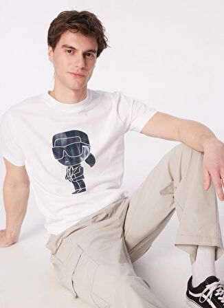 KARL LAGERFELD Bisiklet Yaka Beyaz Erkek T-Shirt 755424542241