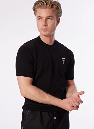 KARL LAGERFELD Bisiklet Yaka Siyah Erkek T-Shirt 655007542398