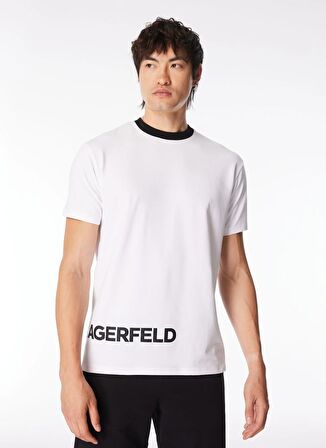 KARL LAGERFELD Bisiklet Yaka Beyaz Erkek T-Shirt 755225542221