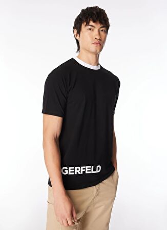 KARL LAGERFELD Bisiklet Yaka Siyah Erkek T-Shirt 755225542221