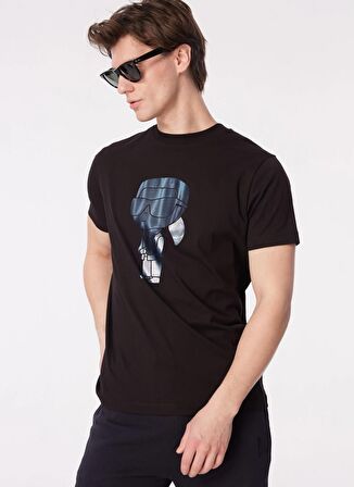 KARL LAGERFELD Bisiklet Yaka Siyah Erkek T-Shirt 755424542241