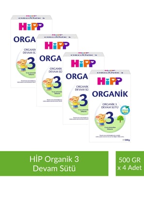 HİPP 3 Organik Devam Sütü 500 gr x 4 Adet