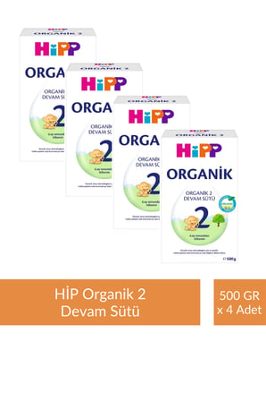 HİPP 2 Organik Devam Sütü 500 gr x 4 Adet
