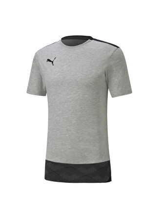 Puma O Yaka Düz Gri Erkek T-Shirt 65648937 teamFINAL 21 Casuals Tee