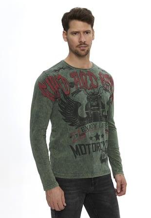 Erkek Motorcycle Club Baskılı Regular Fit Bisiklet Yaka Uzun Kollu Sweatshirt CL617