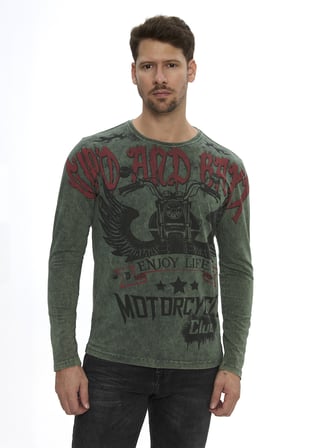 Erkek Motorcycle Club Baskılı Regular Fit Bisiklet Yaka Uzun Kollu Sweatshirt CL617