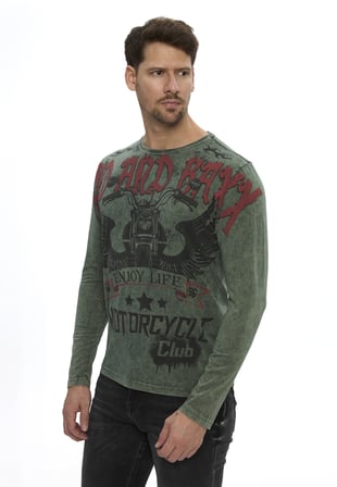 Erkek Motorcycle Club Baskılı Regular Fit Bisiklet Yaka Uzun Kollu Sweatshirt CL617