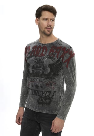Erkek Motorcycle Club Baskılı Regular Fit Bisiklet Yaka Uzun Kollu Sweatshirt CL617