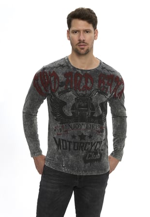 Erkek Motorcycle Club Baskılı Regular Fit Bisiklet Yaka Uzun Kollu Sweatshirt CL617