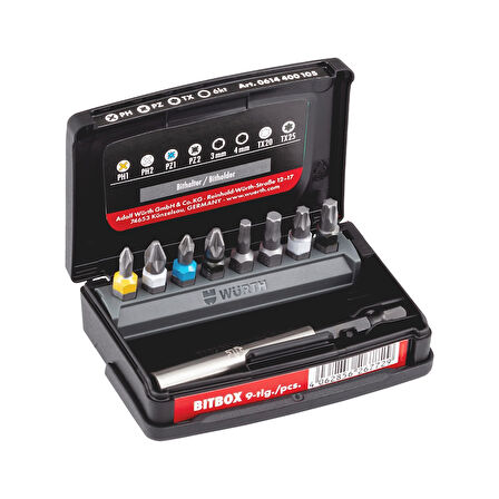 Würth Bits Uç Seti Ph/Pz/Tx/Allen (9 Parça)