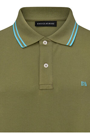 Erkek Yeşil Polo Yaka, Serin Tutan, Hızlı Kuruyan, Pamuklu, Polo Kıvrılmaz Yaka T-Shirt