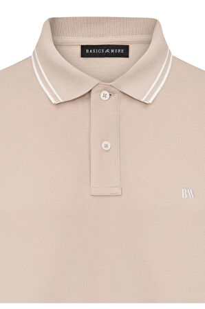 Erkek Bej Polo Yaka, Serin Tutan, Hızlı Kuruyan, Pamuklu, Polo Kıvrılmaz Yaka T-Shirt