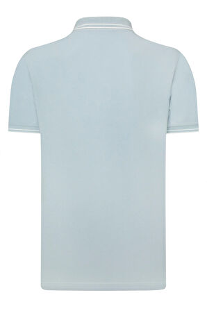 Erkek Mavi Polo Yaka, Serin Tutan, Hızlı Kuruyan, Pamuklu, Polo Kıvrılmaz Yaka T-Shirt