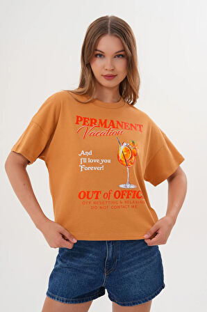Kadın Permanent Vacation Taba T-Shirt