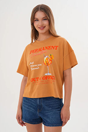 Kadın Permanent Vacation Taba T-Shirt